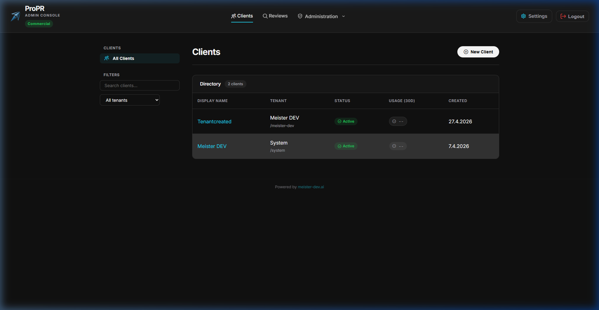 Unified Client Dashboard